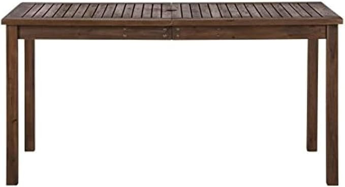 Walker Edison Dominica Contemporary Slatted Outdoor Dining Table, 34 Inch, Dark Brown | Amazon (US)
