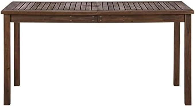 Walker Edison Dominica Contemporary Slatted Outdoor Dining Table, 34 Inch, Dark Brown | Amazon (US)