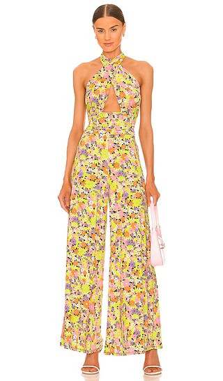 Pamela Slinky Jumpsuit in Spring Lime Ditsy | Revolve Clothing (Global)