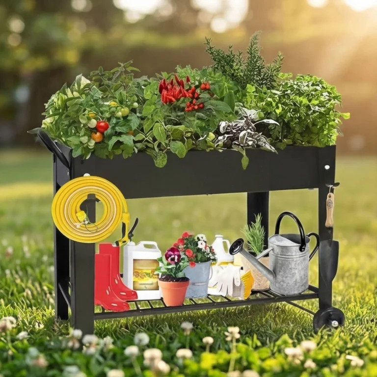 Large Planter Raised Beds with Legs Outdoor Metal Planter Box on Wheels Elevated Garden Bed for V... | Walmart (US)