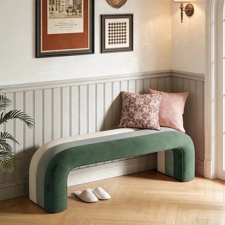 Gericco 45" Boucle Upholstered Bench with Ombre Design and No Assembly Required for Entryway Bedr... | Walmart (US)