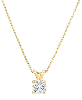 IGI Certified Lab Grown Diamond Solitaire 18" Pendant Necklace (1/2 ct. t.w.) in 14k White Gold o... | Macy's