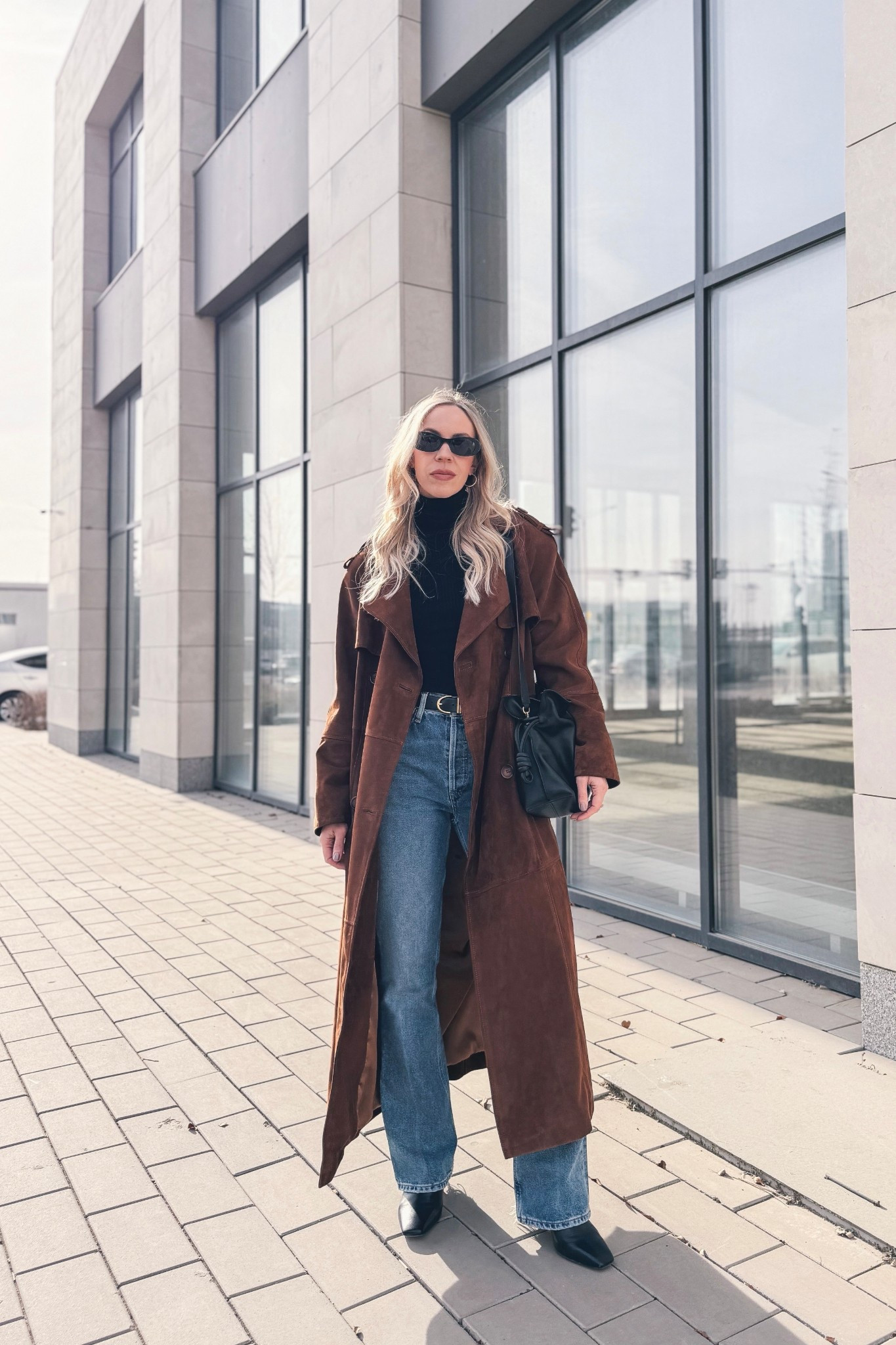 Spring outfit, suede trench coat, bootcut jeans, minimal style, CBK style, Loewe Flamenco handbag 

#LTKOver40 #LTKSaleAlert #LTKSeasonal