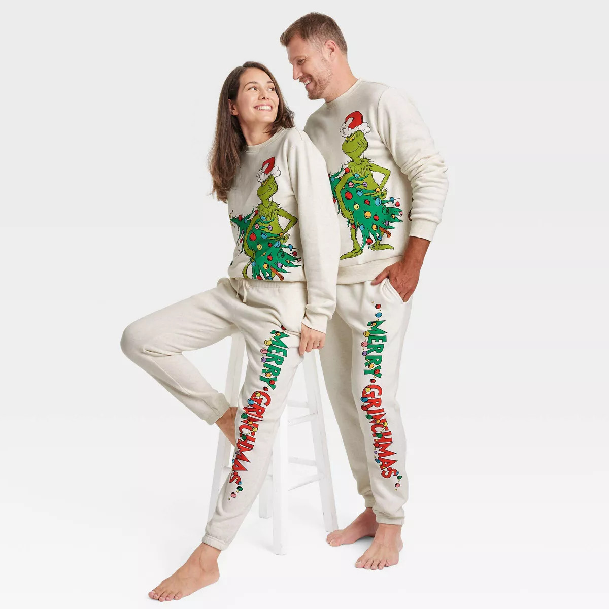 Adult The Grinch Graphic Joggers - Oatmeal | Target