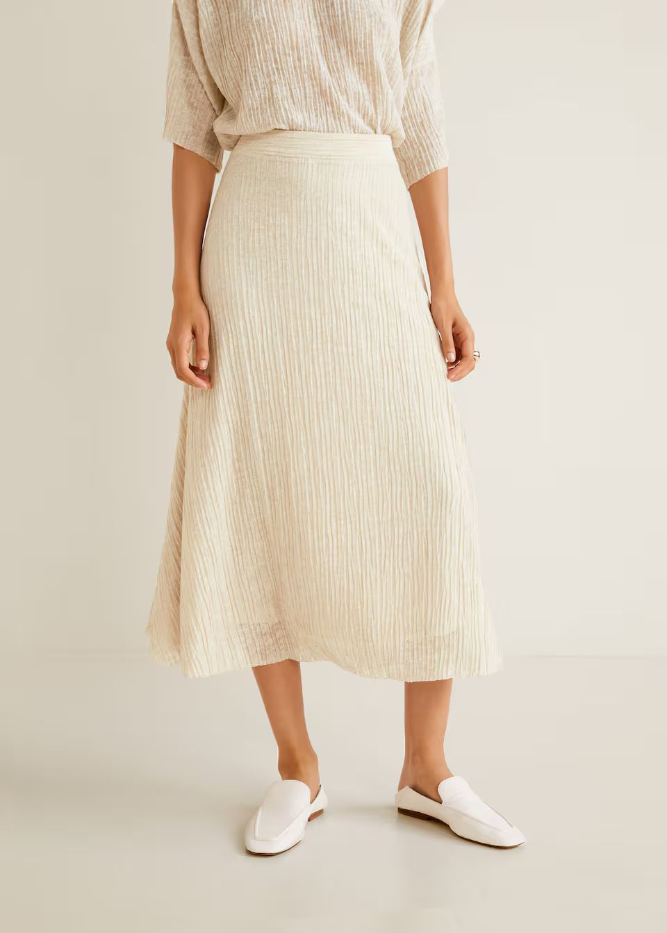 Midi textured skirt - Women | MANGO (UK)