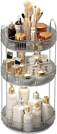 Wanglaism 360 Rotating Makeup Organizer Perfume Organizer Skincare Organizers Large Capacity Make... | Amazon (US)