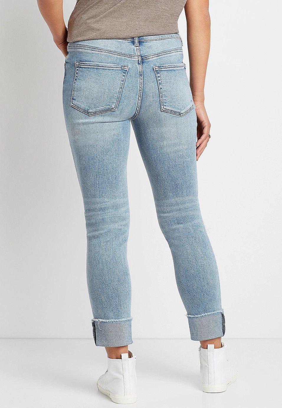 m jeans by maurices™ Vintage Slim Straight High Rise Ripped Jean | Maurices