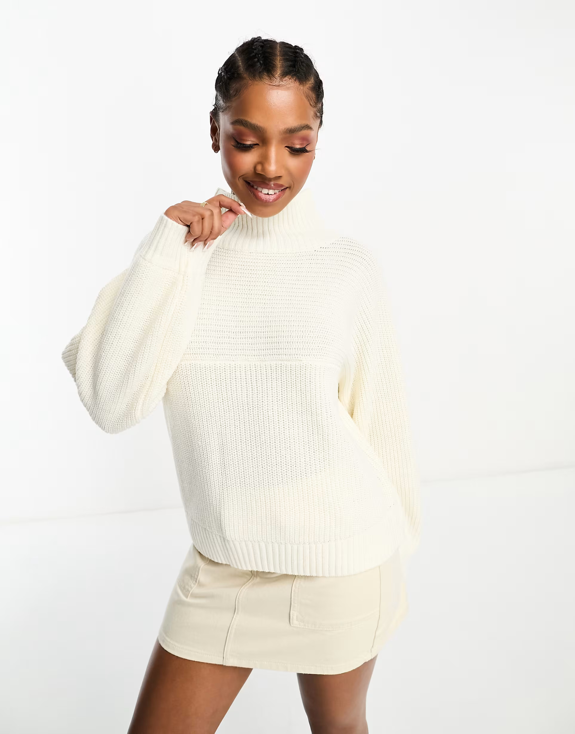 Monki high neck sweater in off white | ASOS (Global)