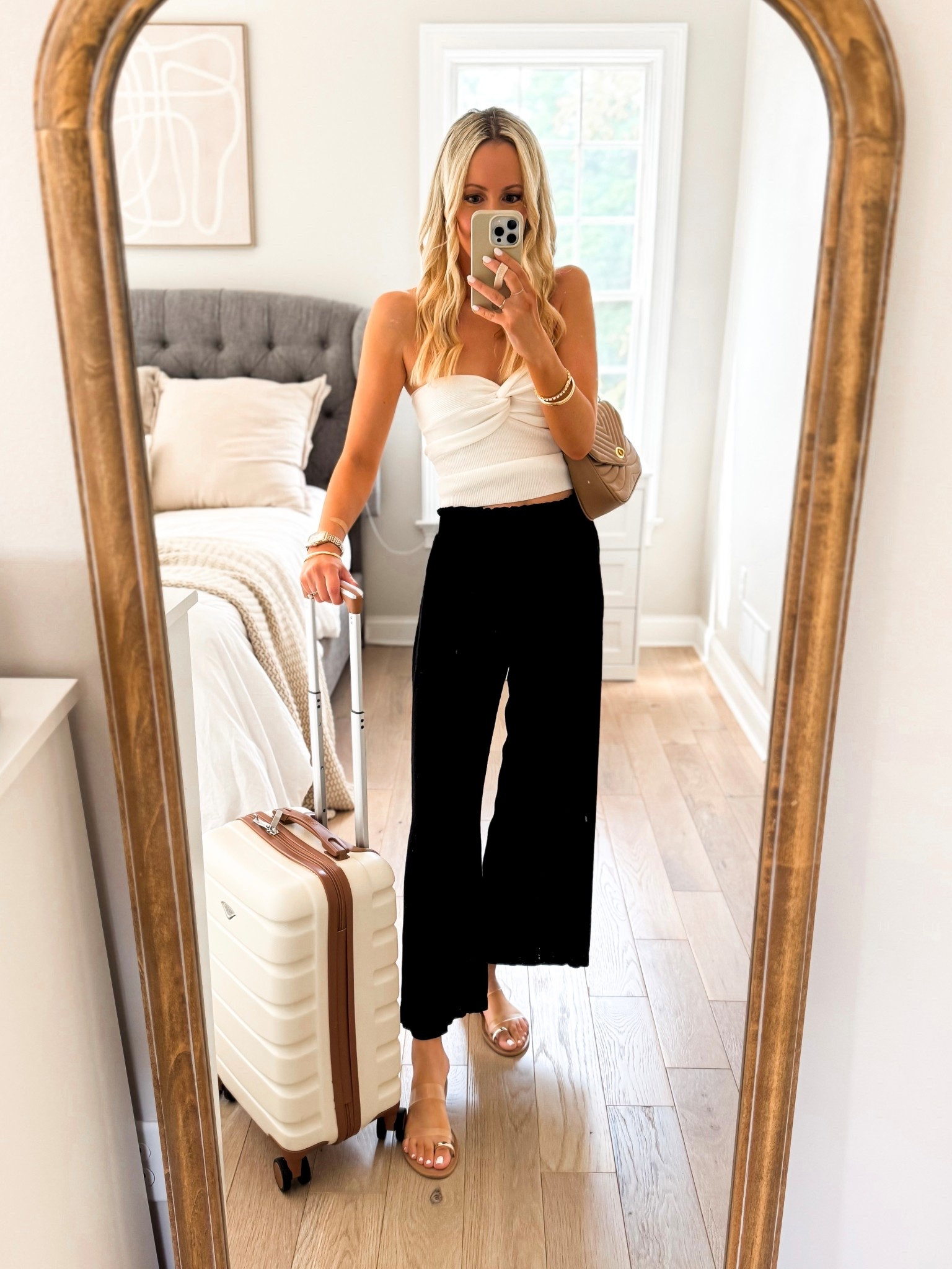 Travel outfit idea! Heading into the city for one of my best friend’s wedding tonight! Love this knit tube top! And these wide leg linen pants I’ve been wearing on repeat! I’m 5’7” wearing the smallest size in both. 

#LTKStyleTip #LTKFindsUnder50 #LTKTravel