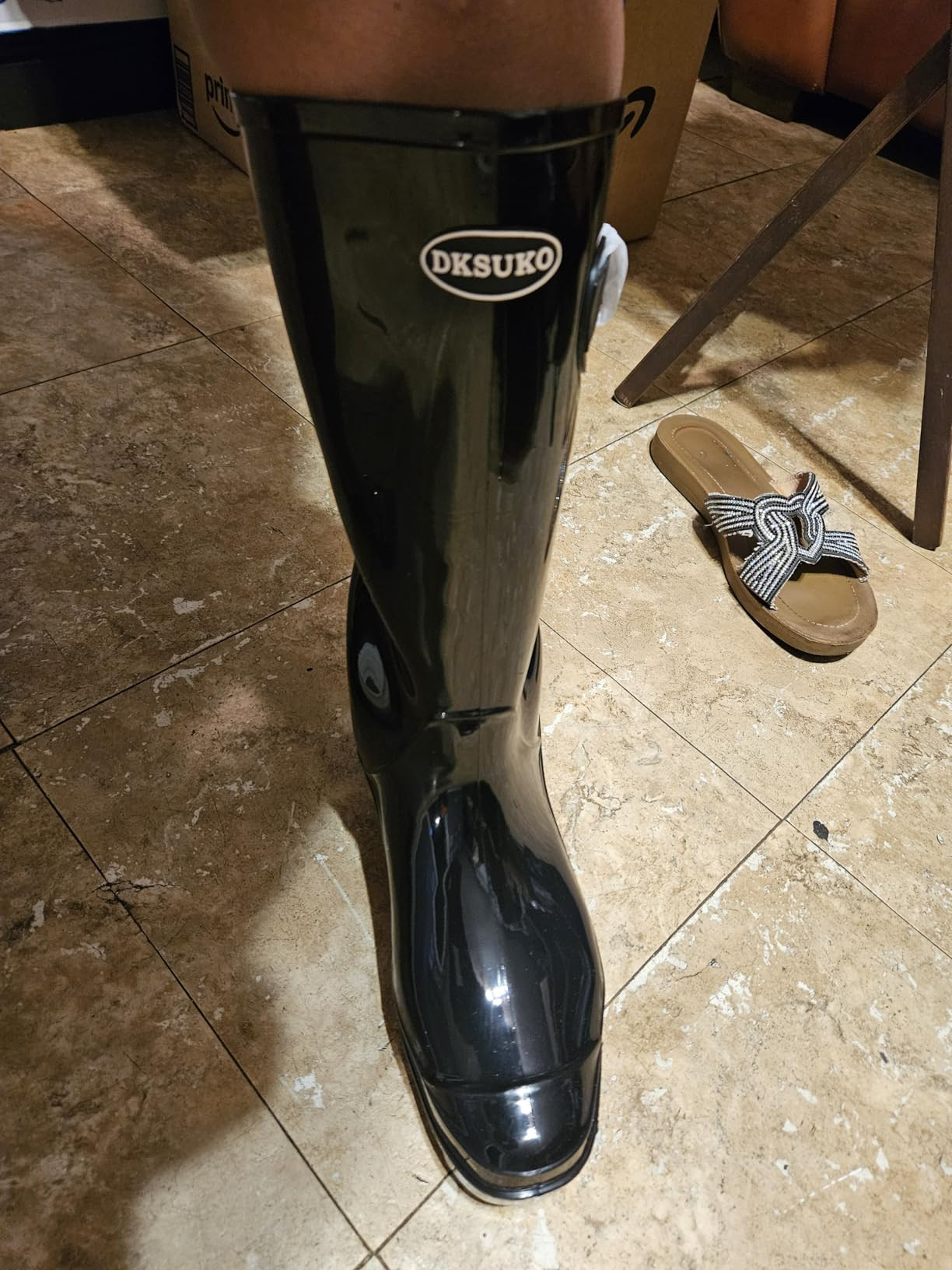 DKSUKO Women's Tall Rain Boots Garden Boots Waterproof Wellington Rubber Boots | Amazon (US)