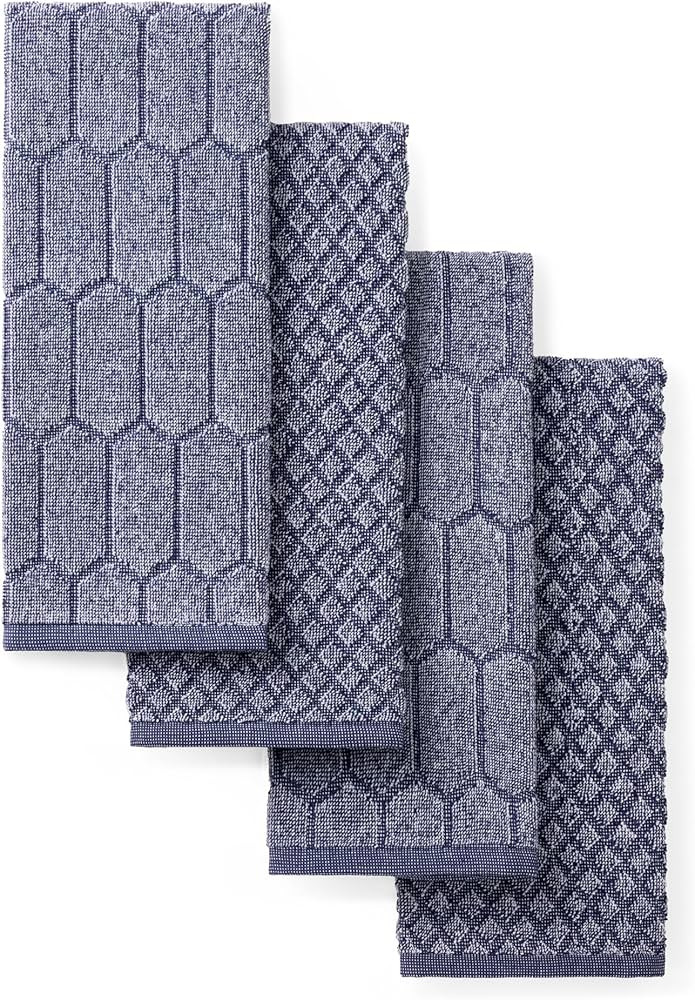 Martha Stewart Honeycomb Chambray Textured Kitchen Towel 4-Pack Set, 100% Cotton with Absorbent T... | Amazon (US)