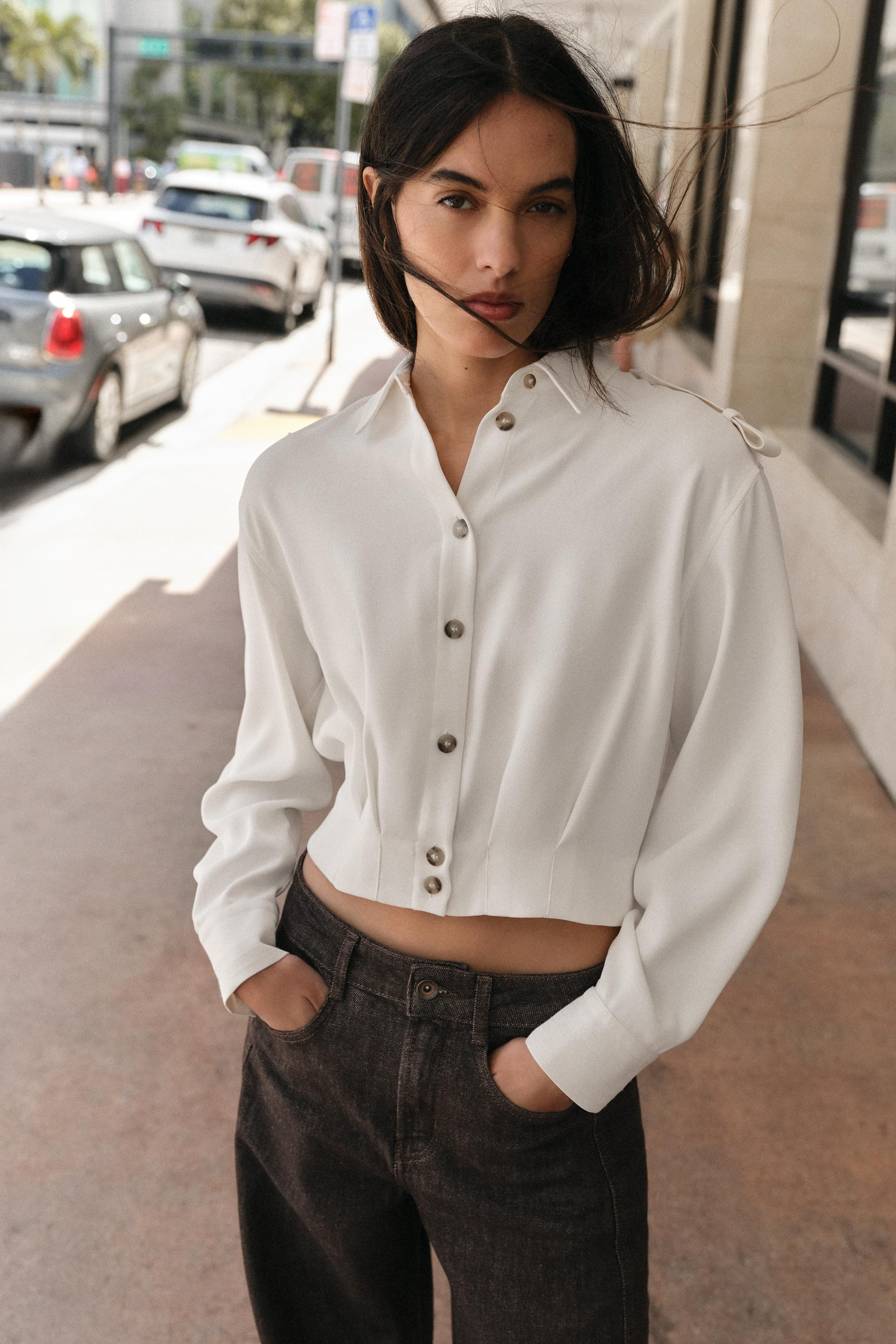 SHORT SHIRT WITH SHOULDER TABS | Zara US