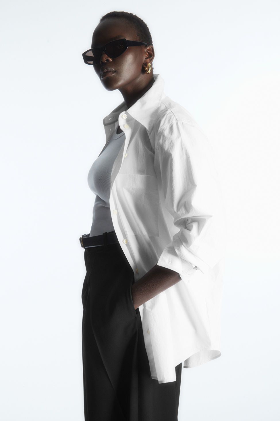 OVERSIZED LONG-SLEEVE SHIRT - WHITE - COS | COS UK