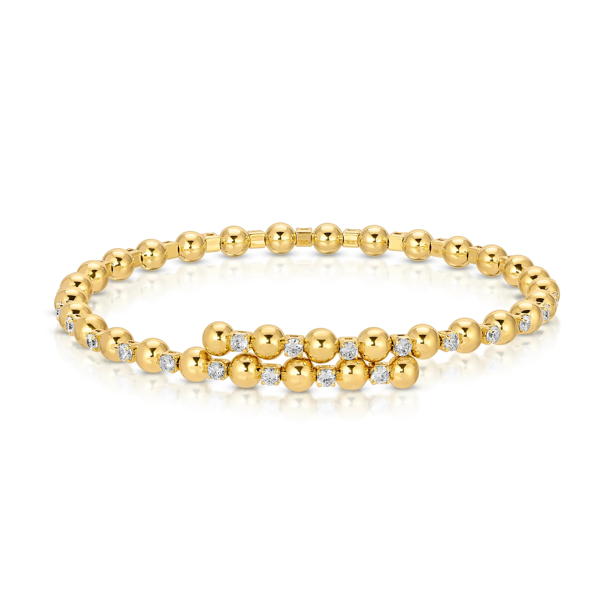 Beaded CZ Coil Cuff Gold | Joy Dravecky