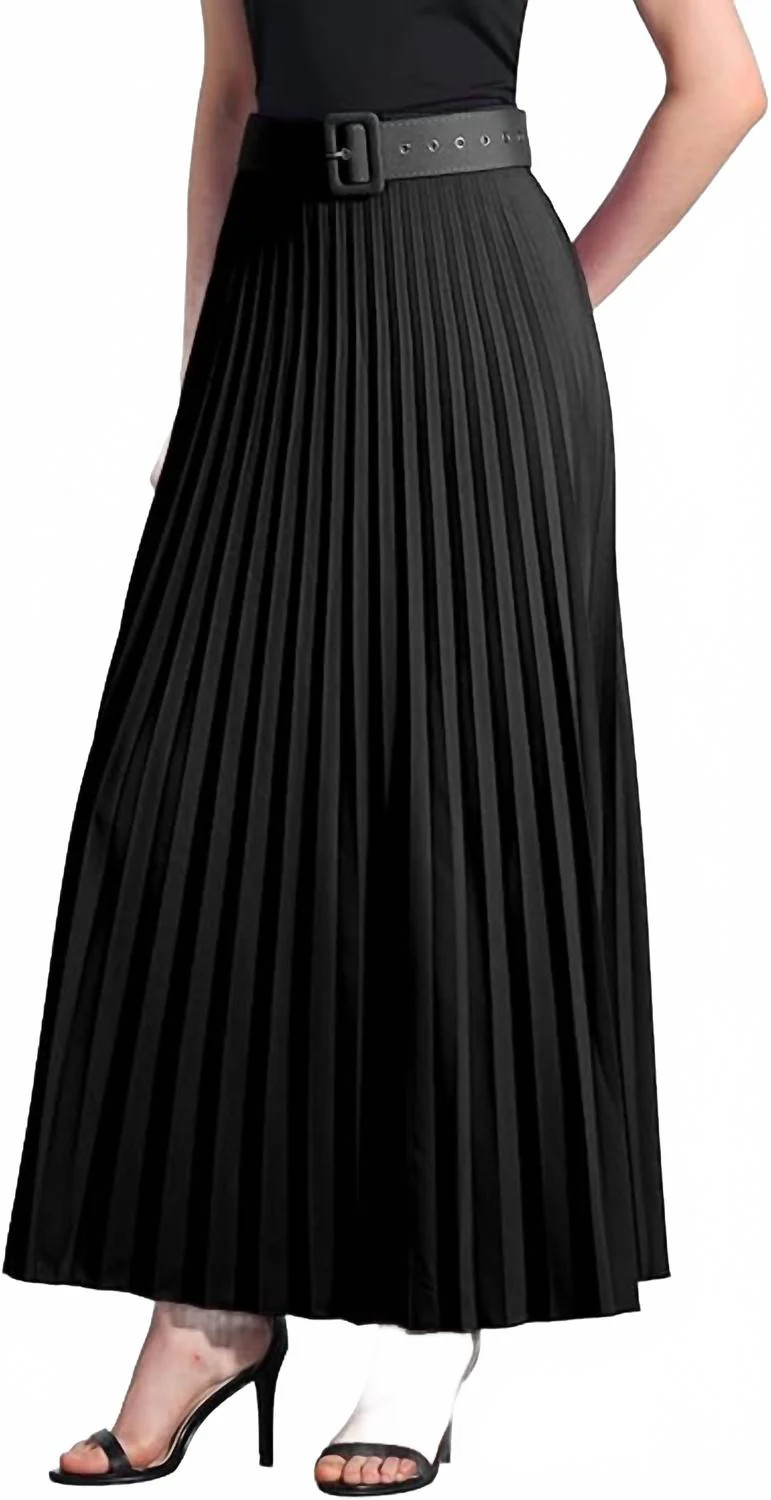 Pleated Chiffon Maxi Skirt In Black | Shop Simon