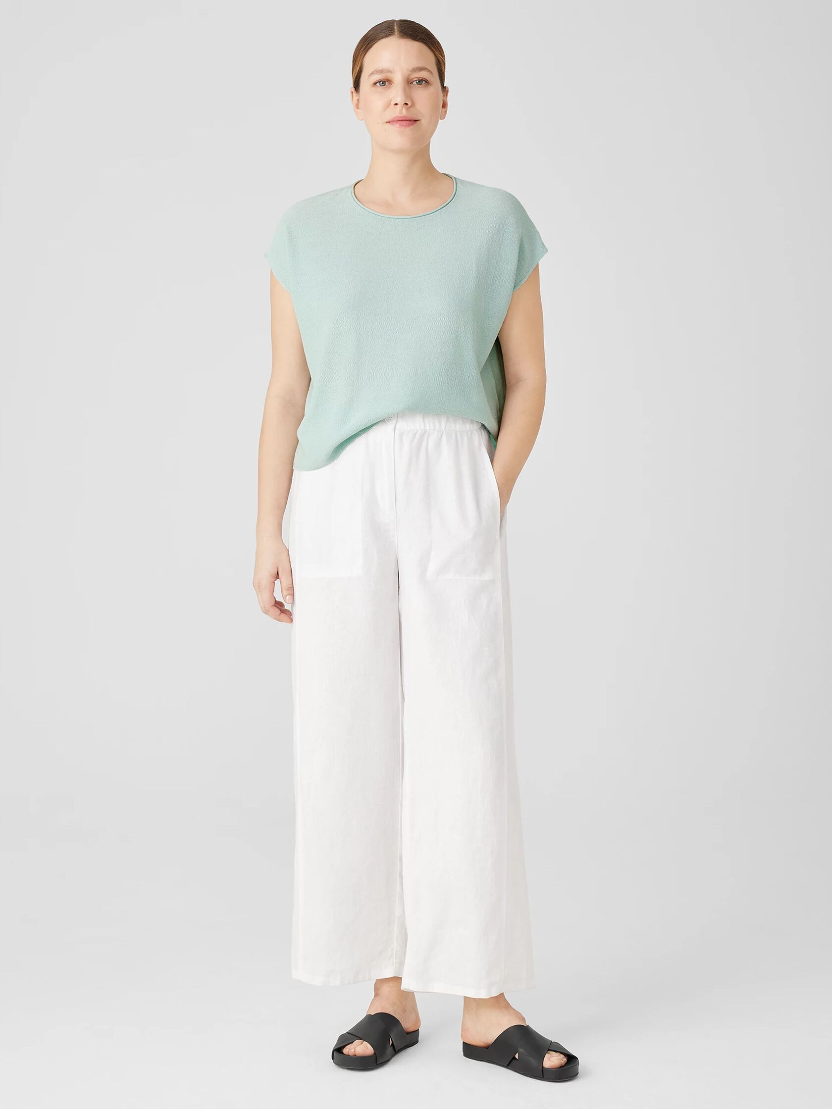 Organic Linen Wide Trouser Pant | Eileen Fisher