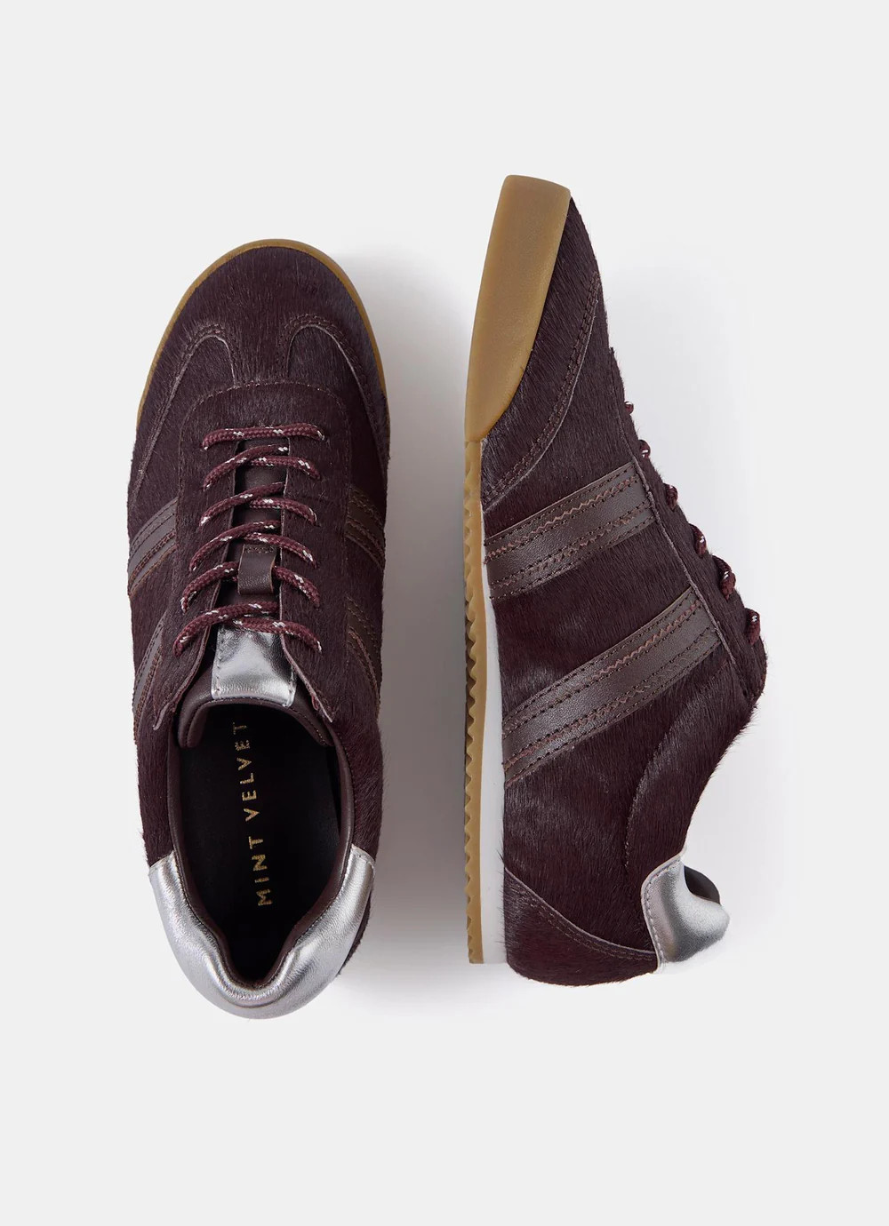 Nelle Burgundy Textured Trainers | Mint Velvet