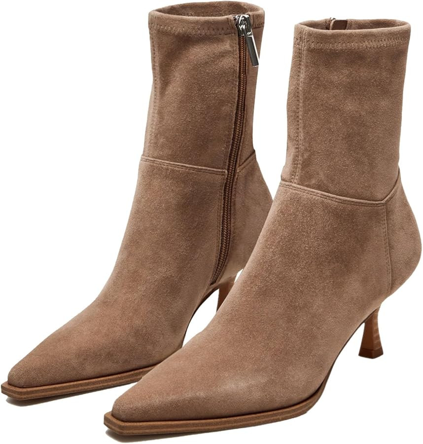 SOVANYOU Women's Dressy Ankle Boots Pointed Toe Kitten Heel Booties with Side Zipper Stylish Comf... | Amazon (US)