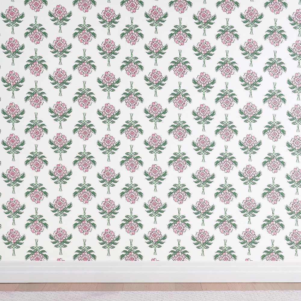 Roller Rabbit Rosebud Wallpaper, Pre-Pasted | Pottery Barn Teen