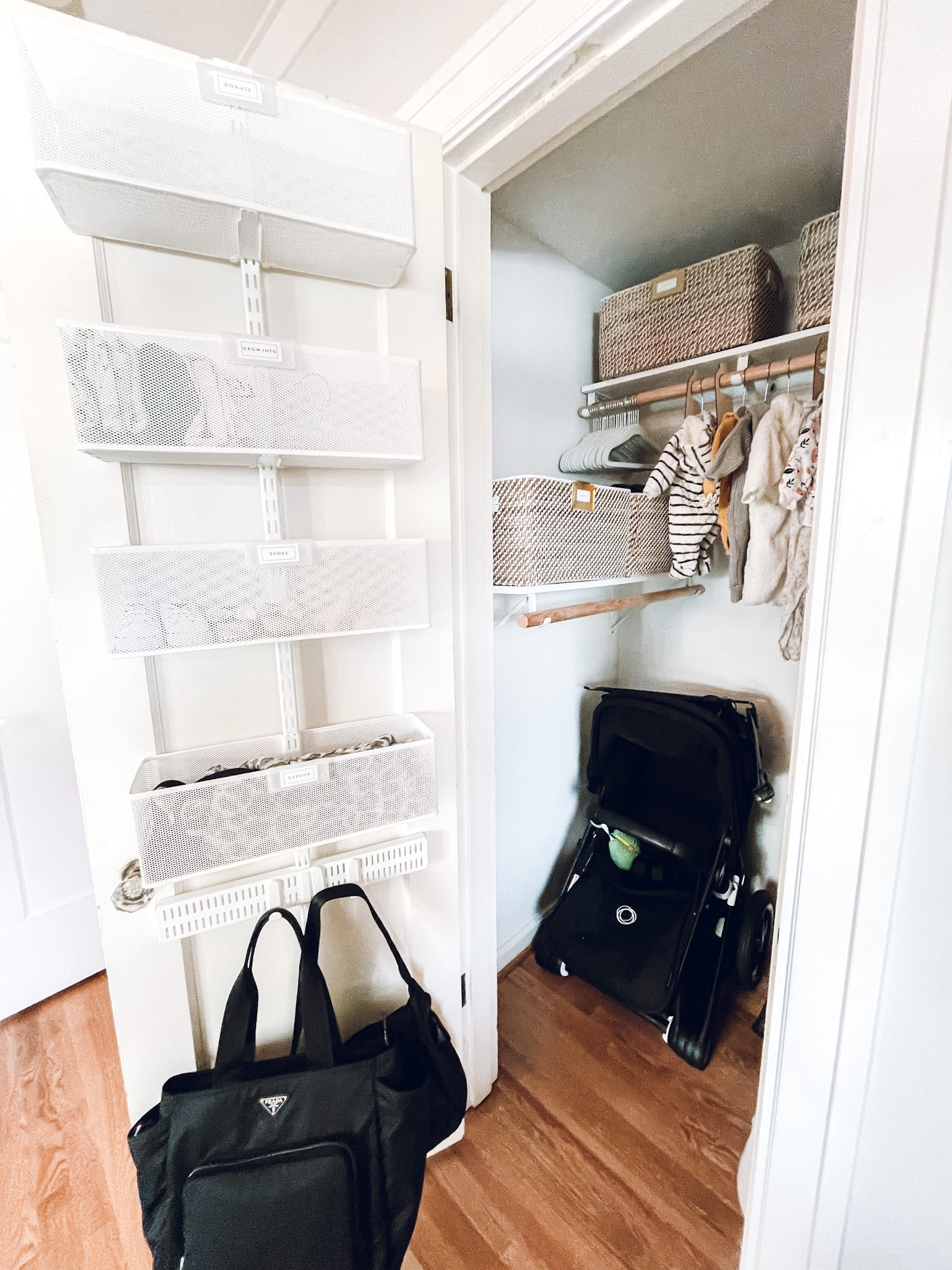 Nursery organization. Elfa Utility Large Mesh Over the Door Rack. Pottery Barn Kids Silver Rope Storage and Inglesina Quid Stroller✨

#LTKhome #LTKfamily #LTKkids