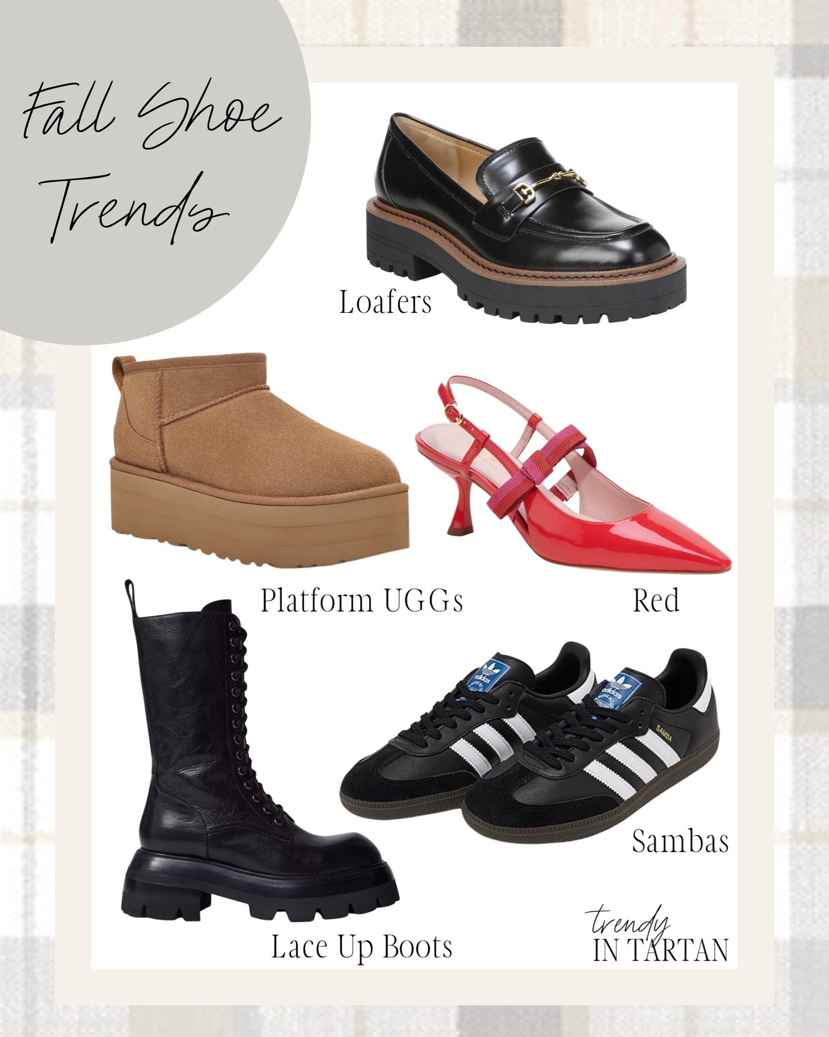 Fall shoe trends!

Red shoes heels, loafers, platform Uggs, sambas sneakers, lace up boots

#LTKshoecrush #LTKSeasonal #LTKHoliday