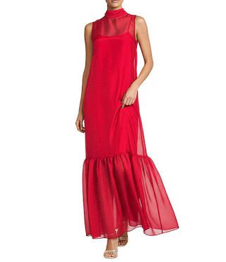 Antonio Melani Uma Sleeveless Tie Back Turtle Neckline Organza Maxi Dress | Dillard's | Dillard's