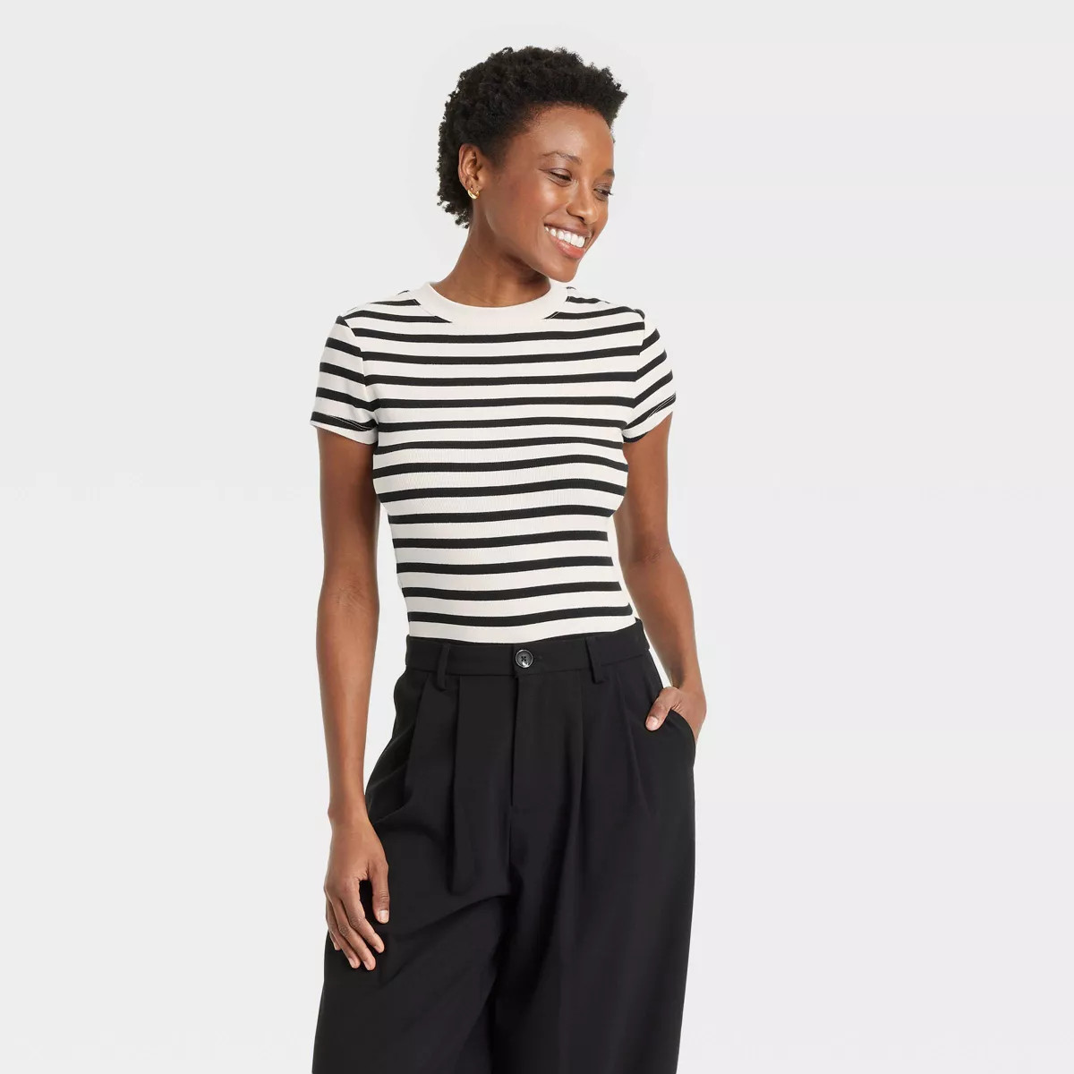 Women's Short Sleeve Ribbed T-Shirt - A New Day™ | Target