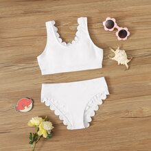 Girls Scallop Trim Bikini Set | SHEIN