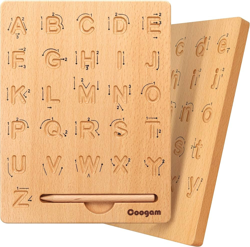 Wooden Letters Practicing Board, Double-Sided Alphabet Tracing Tool Learning to Write ABC Educati... | Amazon (US)