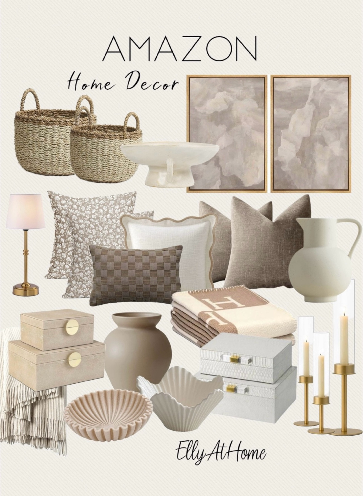Amazon neutral home decor accessories for a January refresh! Shop artwork, throw pillows, blankets, vases, bowls, decorative boxes, candleholders, touch lights and more! Free shipping. 

#LTKSaleAlert #LTKHome #LTKFindsUnder50