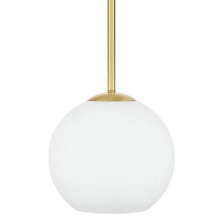 Vista Heights 1-Light Aged Brass Globe Pendant with Opal White Glass | The Home Depot
