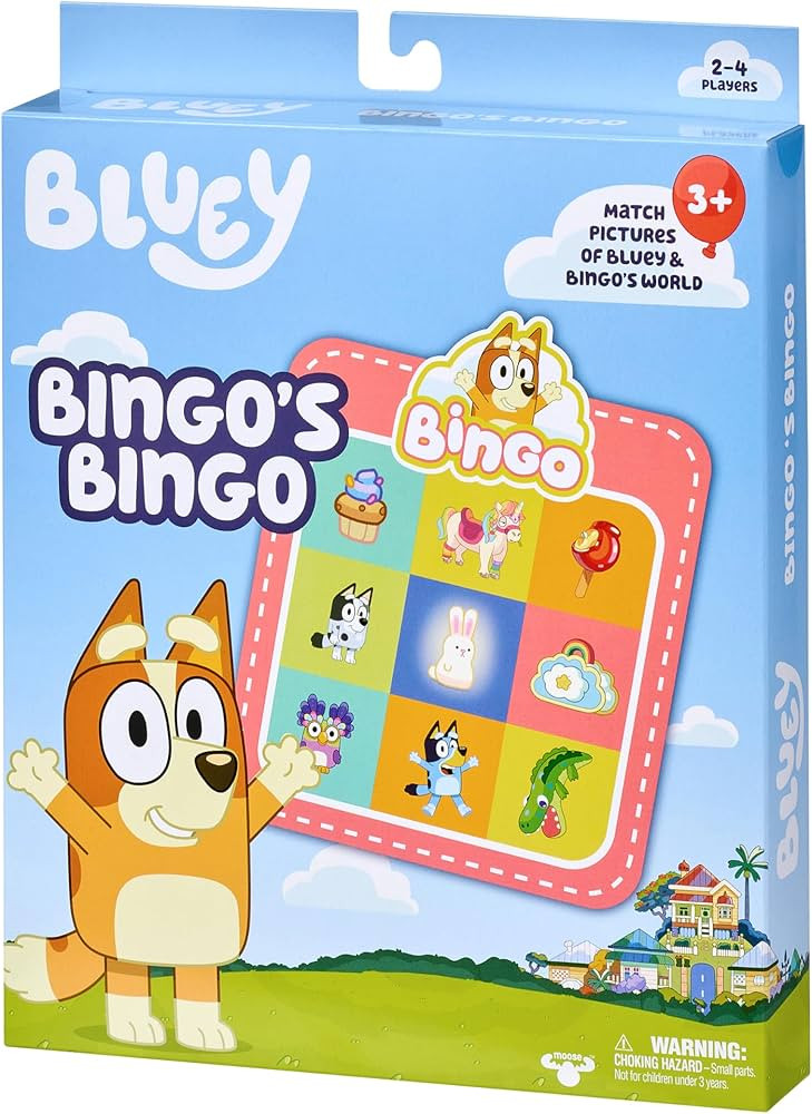 Bluey Bingo’s Bingo Card Game, Kids Image Matching Card Game with 40 Cards, 48 Chips and 12 Sco... | Amazon (US)