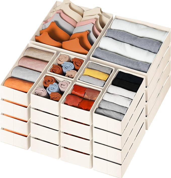 Criusia Drawer Organizer Clothes, 24 Pack Dresser Organizer Bins for Nursery Bedroom, Closet Orga... | Amazon (US)