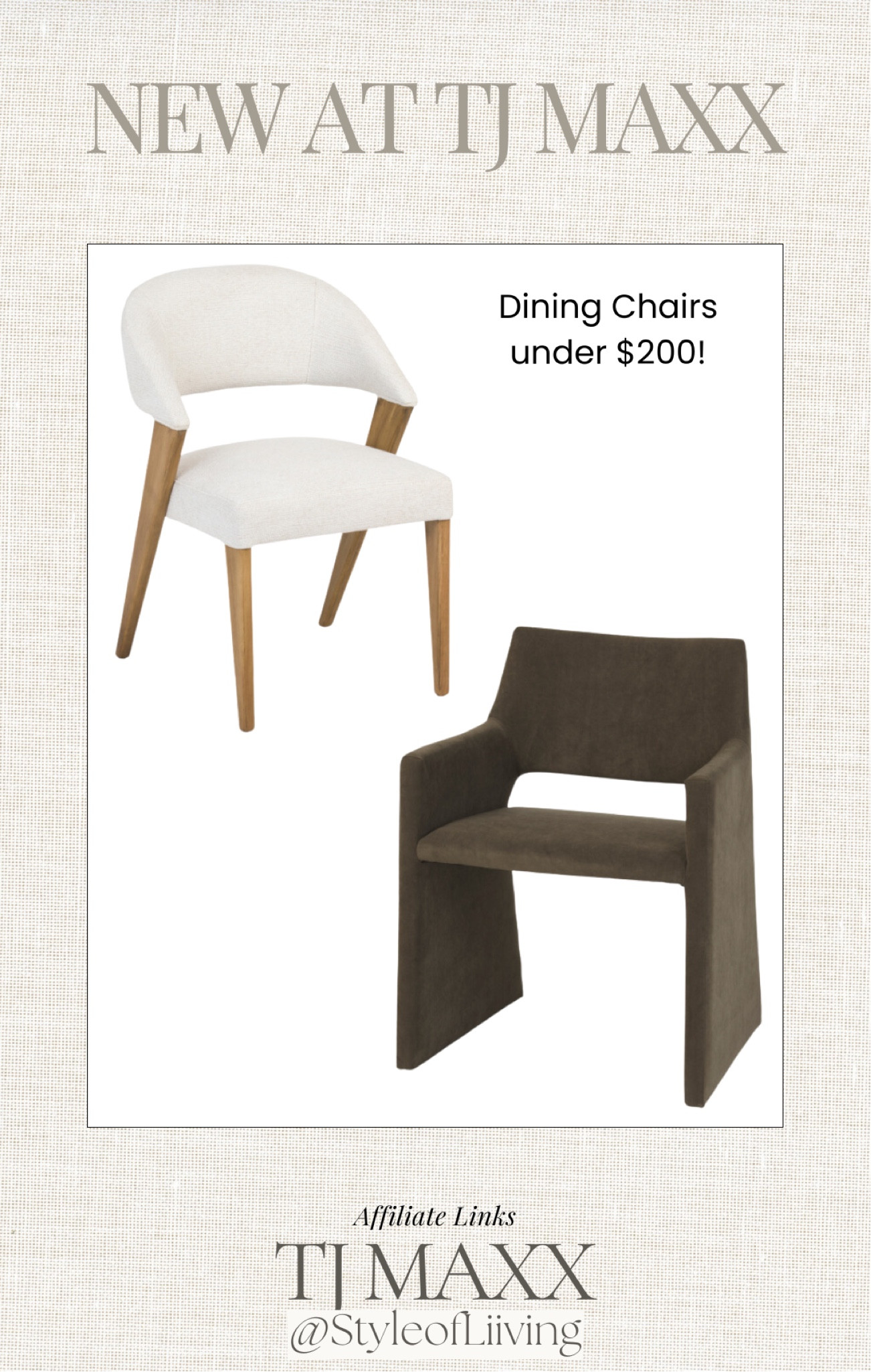 TJ Maxx dining room chairs under $200!

#LTKHome #LTKFamily #LTKStyleTip