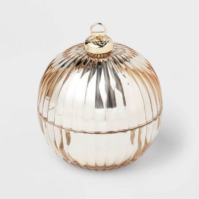 3-Wick Ribbed Mercury Glass Forest Fir Ornament Jar Candle Gold 6oz - Threshold™ | Target