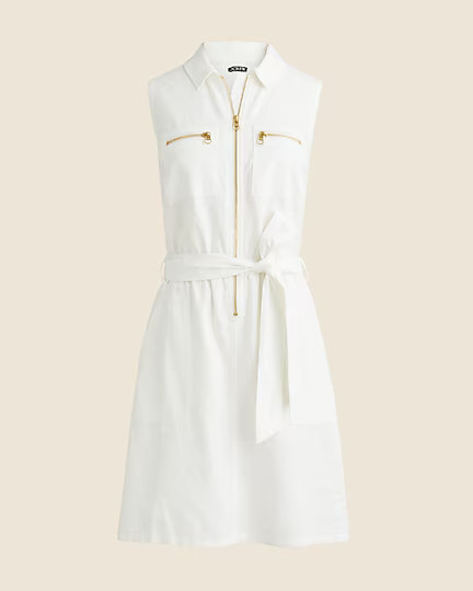 Zip-front linen-blend dress | J. Crew US