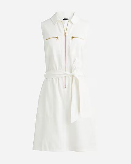 Zip-front linen-blend dress | J.Crew US