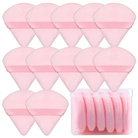 12 Pcs Cotton Powder Puff Face,Triangle super soft for Both dry and wet Makeup Setting/Concealer/Loose and Body Powder/Foundation/Blush Makeup Sponge Set (Pink) | Walmart (US)