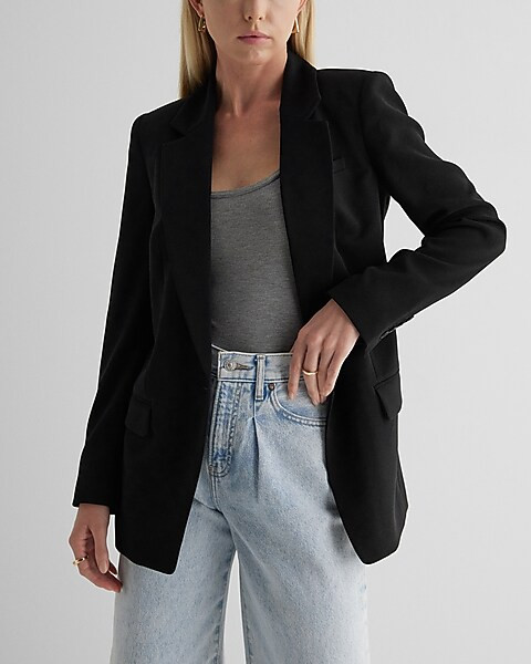 One Button Cinched Boyfriend Blazer | Express
