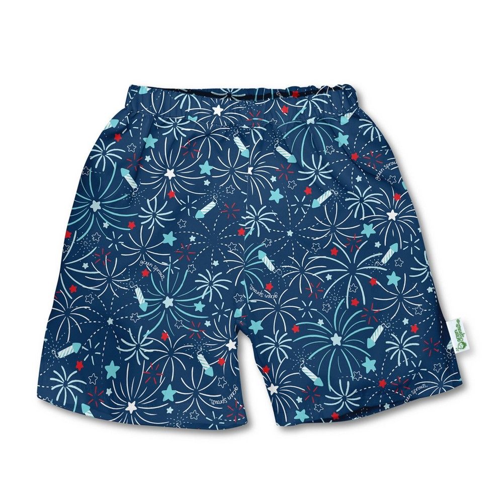 green sprouts Toddler Boys' Fireworks Classic Swim Trunks with Built-In Reusable Diaper - Navy | Target
