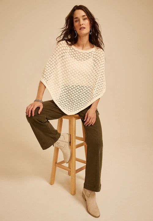 Pointelle Sweater Poncho | Maurices