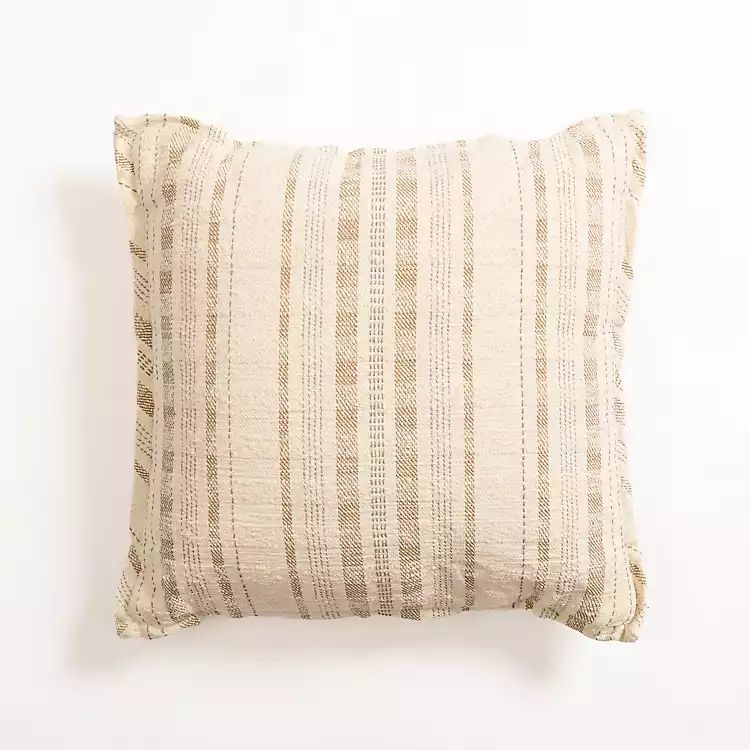 Oatmeal Striped Woven Pillow | Kirkland's Home