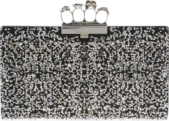 Alexander McQueen Four-Ring Crystal Leather Clutch | Nordstrom | Nordstrom