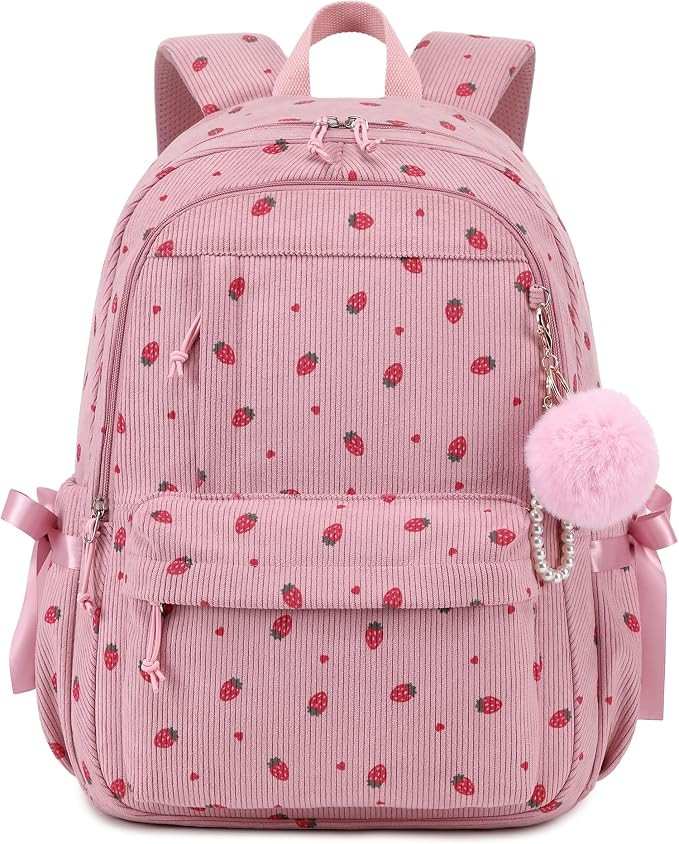 School Backpack for Teen Girls, Bow Corduroy Backpack with Lightweight 15.6 in Laptop Backpack fo... | Amazon (US)