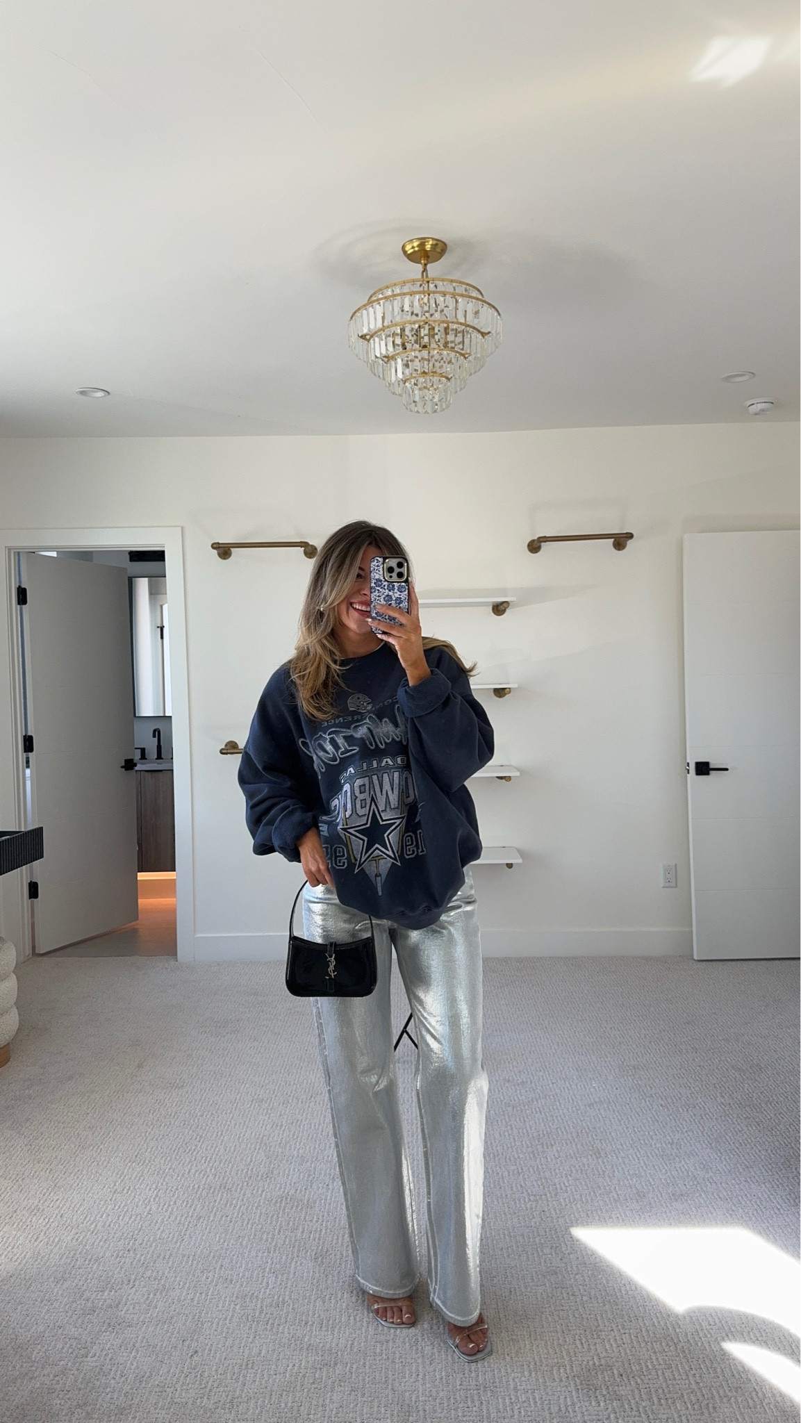 Abercrombie game day tailgate look nfl everyday look football sweatshirt with silver pants

Wearing my usual small/2 sized up to a large in sweater  

#LTKSeasonal #LTKParties #LTKStyleTip