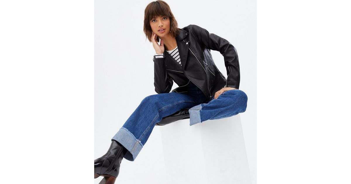 Black Leather-Look Zip Biker Jacket
						
						Add to Saved Items
						Remove from Saved Items | New Look (UK)