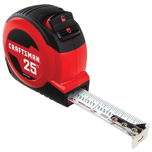 CRAFTSMAN 25-Ft Tape Measure with Fraction Markings, Retractable, Self-Locking Blade (CMHT37225) | Amazon (US)