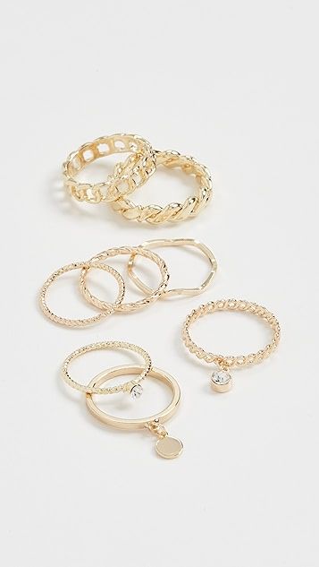 Multi Crystal and Chain Ring Set | Shopbop