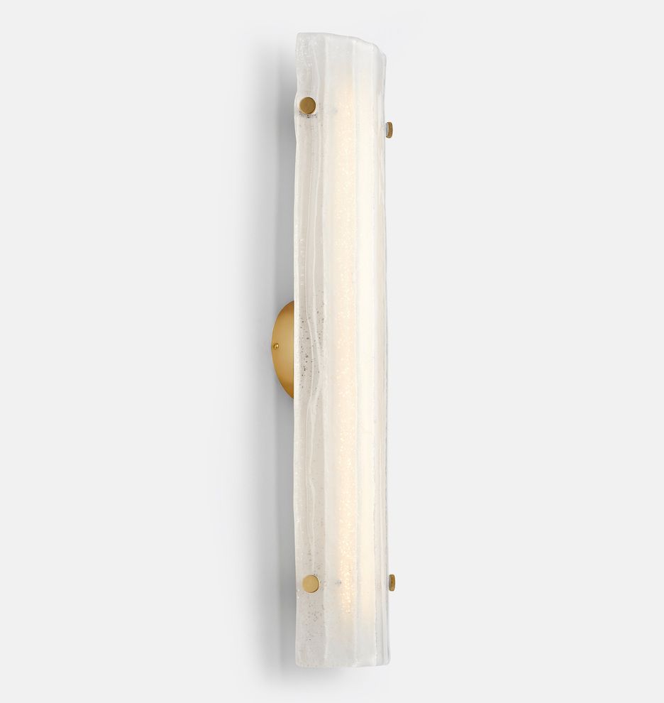 Willamette 28" LED Aged White Fluted Sconce | Rejuvenation