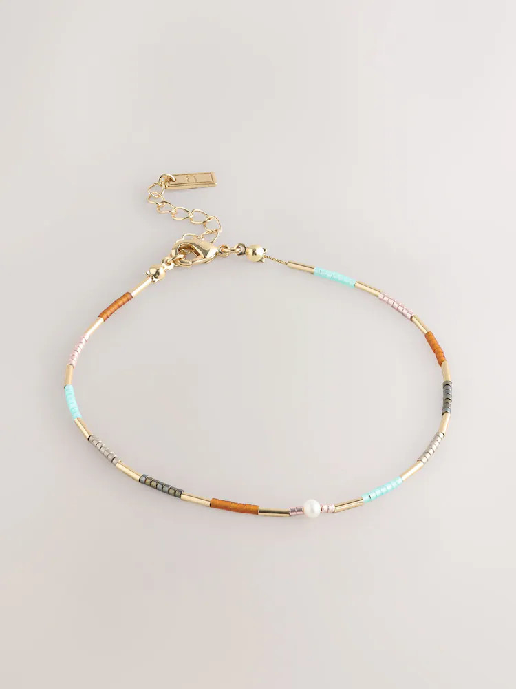 Buy Gold Tone Pearl Effect Beaded Anklet from Next Ireland | Next EU